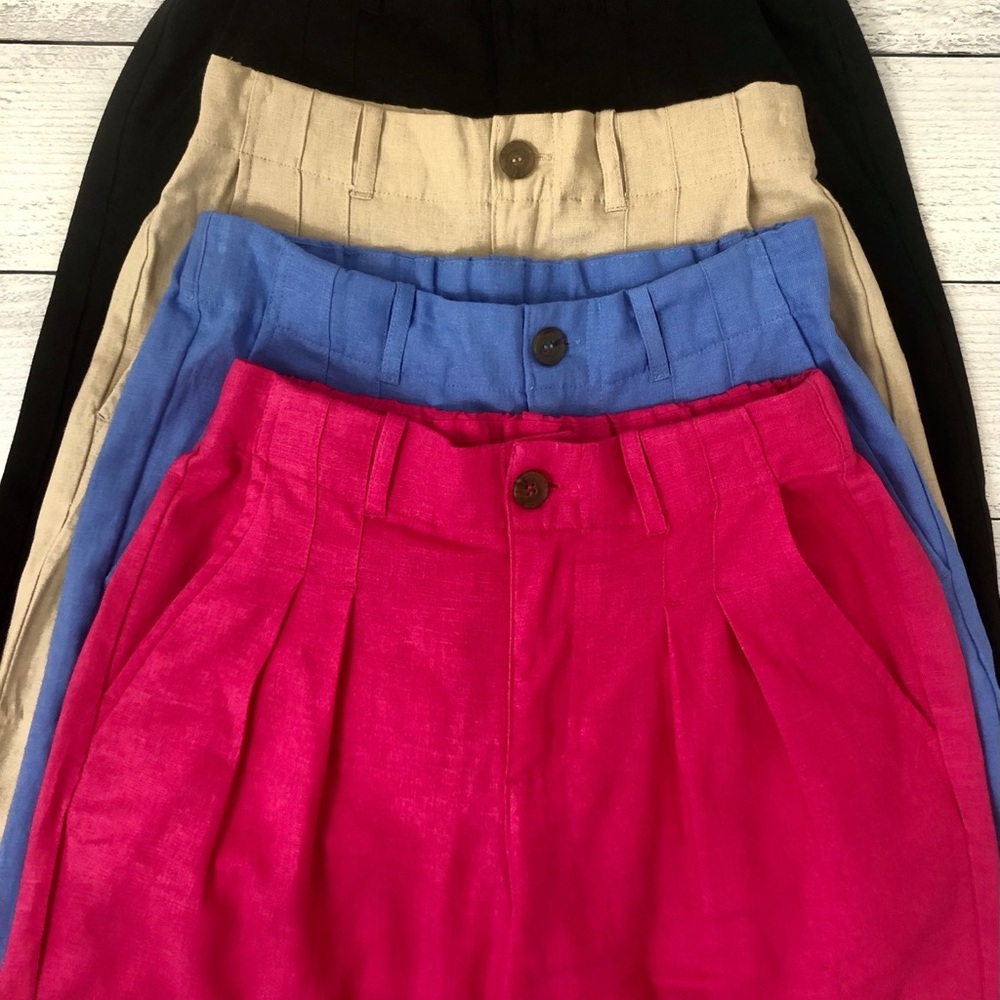 Colorful Pleated Linen Pants